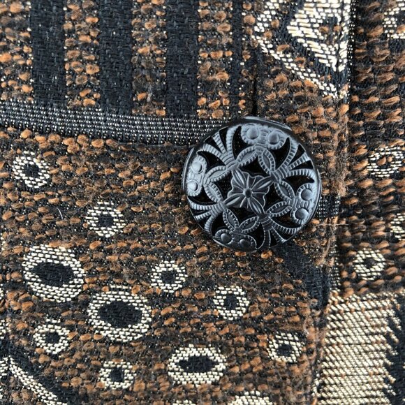 Chicos Jacket Womens 2 US 12 Brown Geometric Pattern Button Up Collared Career - Picture 5 of 10
